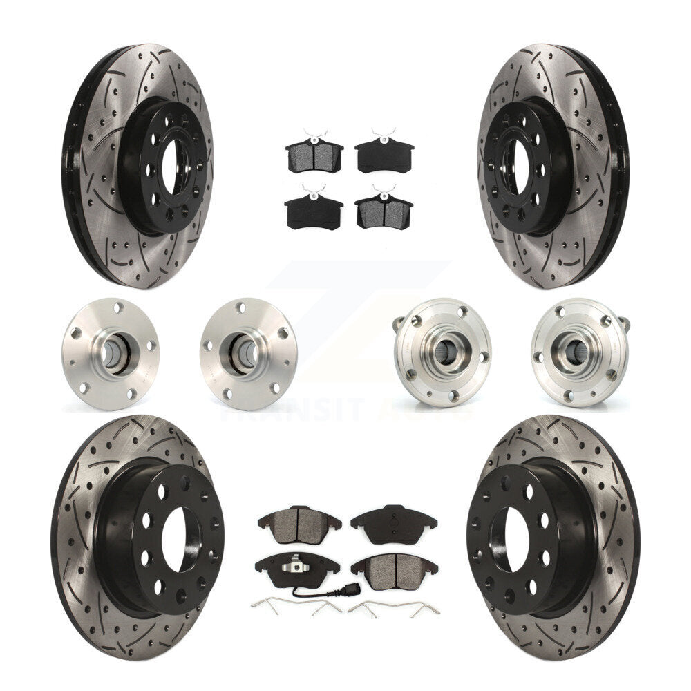 Hub Bearing Coated Brake Rotor & Pad Front Rear Kit (10Pc) For Volkswagen Beetle