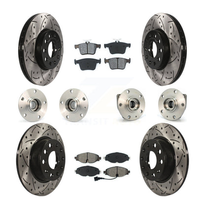 Hub Bearing Coated Brake Rotor & Pad Front Rear Kit (10Pc) For Volkswagen e-Golf