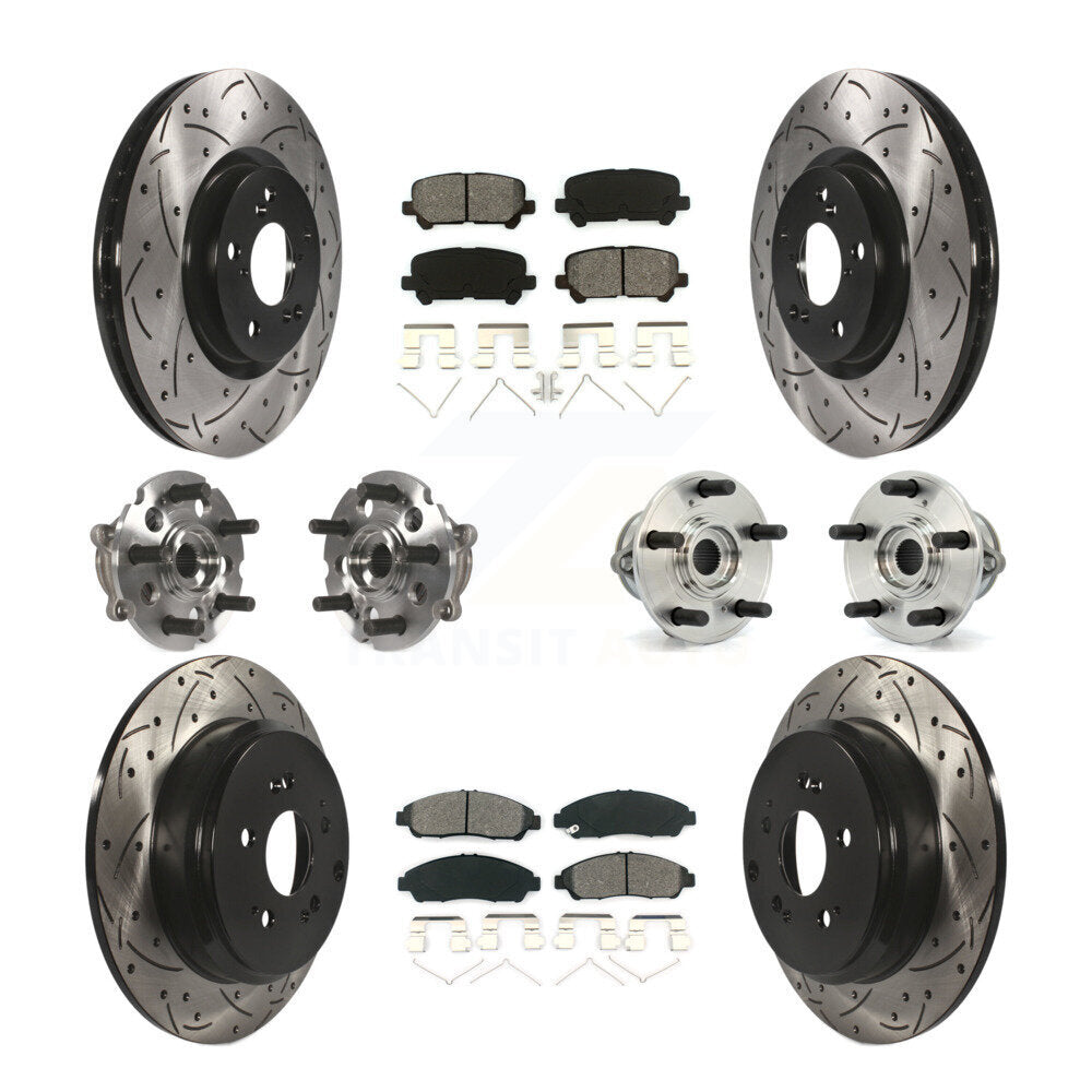 Hub Bearing Coat Brake Rotor Pad Front Rear Kit (10Pc) For Honda Pilot Acura MDX