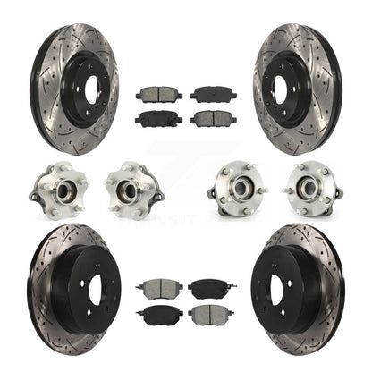 Hub Bearing Coated Brake Rotor & Pad Front Rear Kit (10Pc) For Nissan Murano AWD