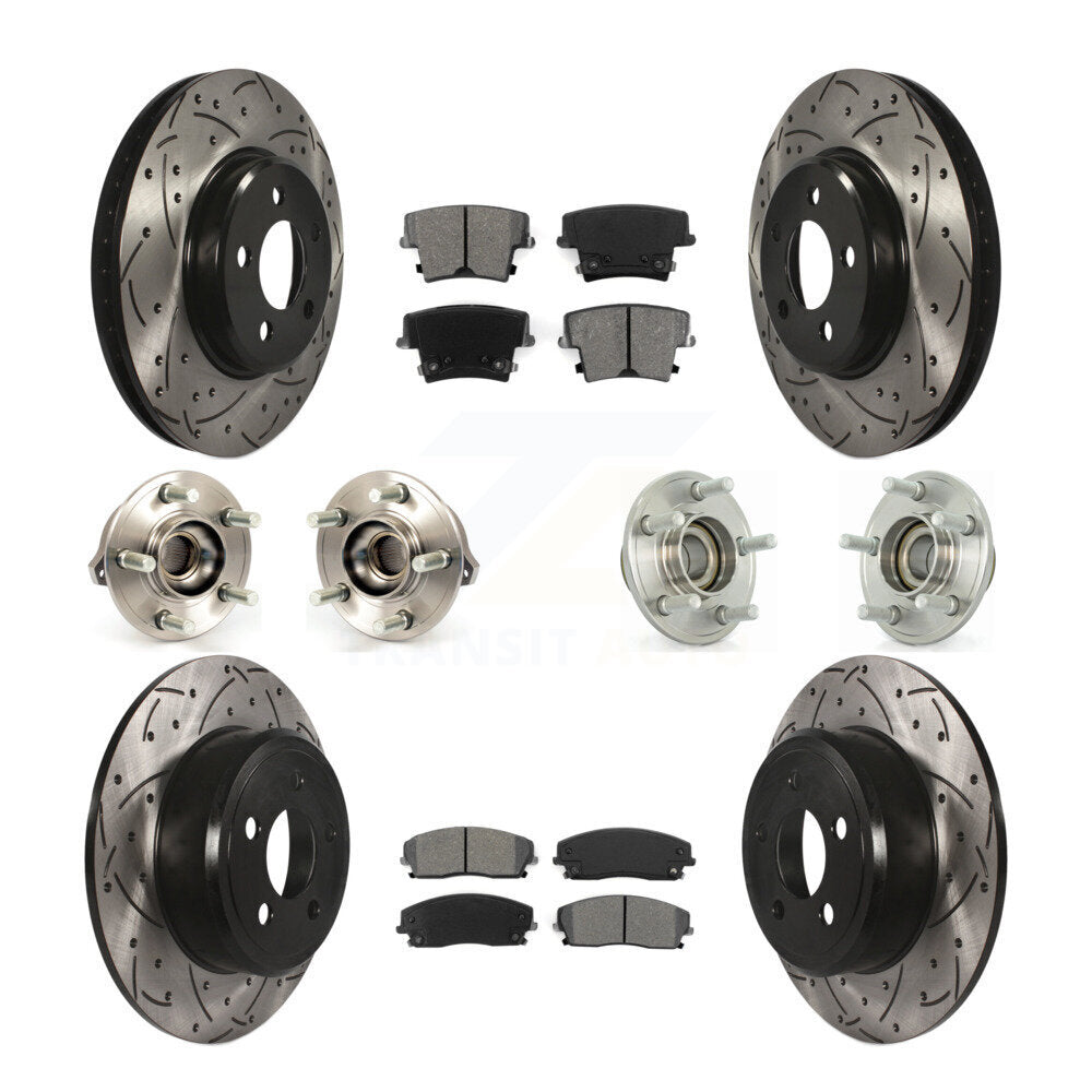Hub Bearing Coated Brake Rotor Pads Front Rear Kit (10Pc) For Dodge Chrysler 300