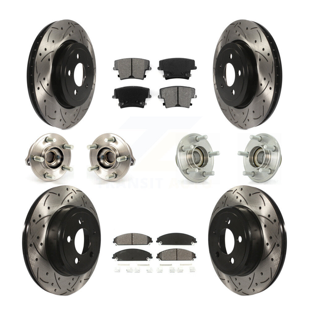 Hub Bearing Coated Brake Rotor Pads Front Rear Kit (10Pc) For Chrysler 300 Dodge