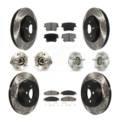 Hub Bearing Coated Brake Rotor Pads Front Rear Kit (10Pc) For Chrysler 300 Dodge