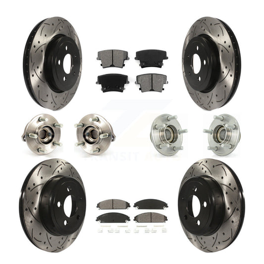 Hub Bearing Coated Brake Rotor Pads Front Rear Kit (10Pc) For Chrysler 300 Dodge