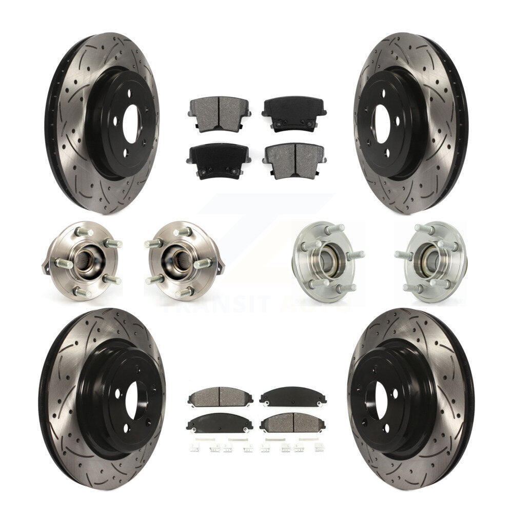 Hub Bearing Coated Disc Brake Rotor Pads Front Rear Kit (10Pc) For Dodge Charger