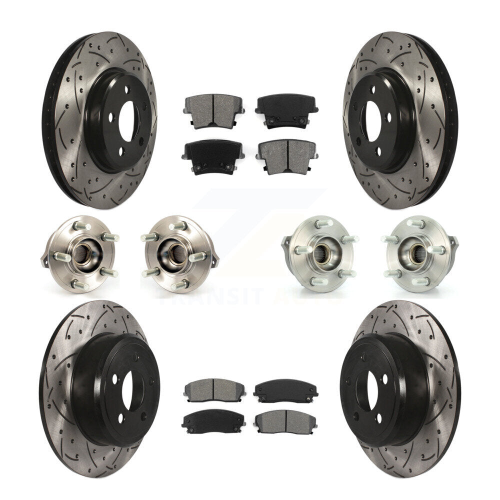 Hub Bearing Coated Brake Rotor & Pad Front Rear Kit (10Pc) For Dodge Charger 300