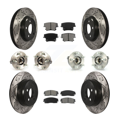 Hub Bearing Coated Brake Rotor & Pad Front Rear Kit (10Pc) For Dodge Charger 300