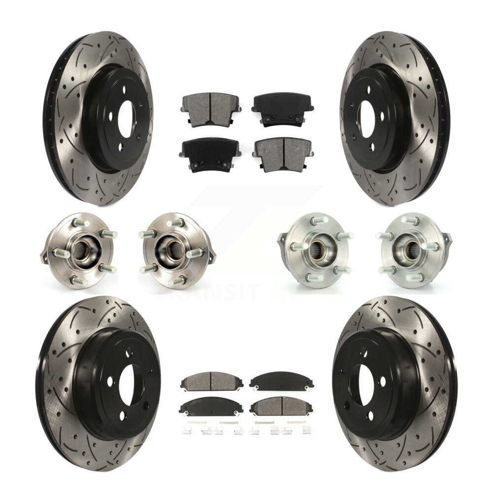 Hub Bearing Coated Brake Rotor Pads Front Rear Kit (10Pc) For Chrysler 300 Dodge