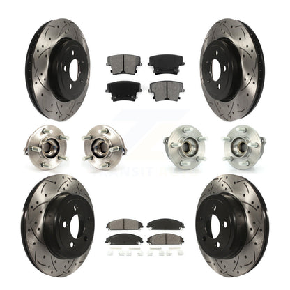 Hub Bearing Coated Brake Rotor Pads Front Rear Kit (10Pc) For Chrysler 300 Dodge