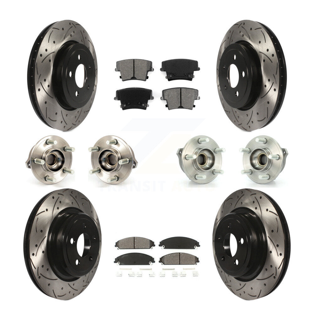 Hub Bearing Coated Disc Brake Rotor Pads Front Rear Kit (10Pc) For Dodge Charger