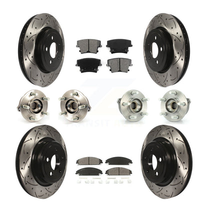 Hub Bearing Coated Disc Brake Rotor Pads Front Rear Kit (10Pc) For Dodge Charger