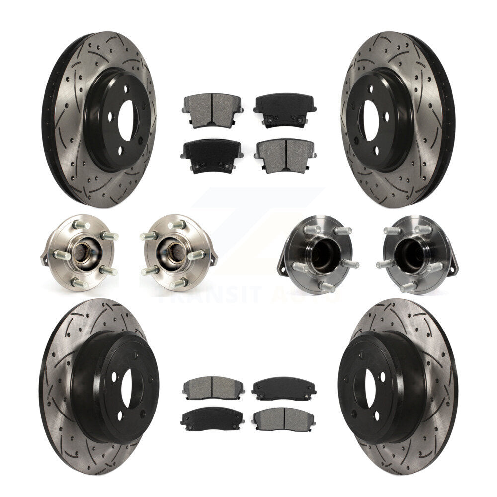 Hub Bearing Coated Brake Rotor Pads Front Rear Kit (10Pc) For Chrysler 300 Dodge