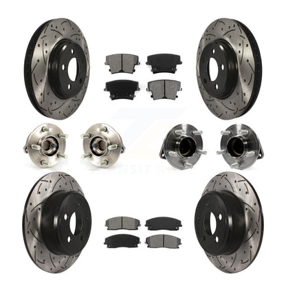 Hub Bearing Coated Brake Rotor Pads Front Rear Kit (10Pc) For Chrysler 300 Dodge