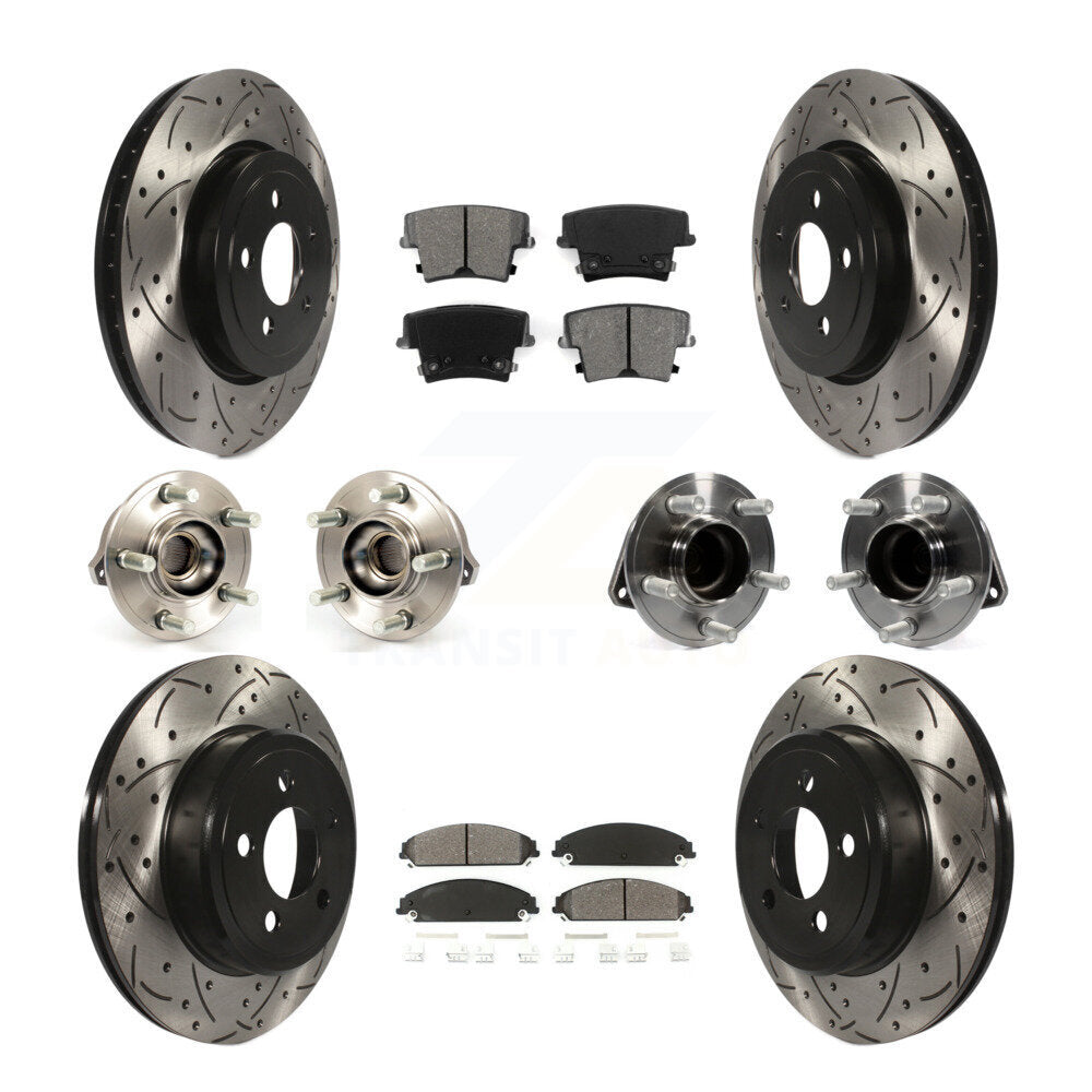 Hub Bearing Coated Brake Rotor Pads Front Rear Kit (10Pc) For Chrysler 300 Dodge