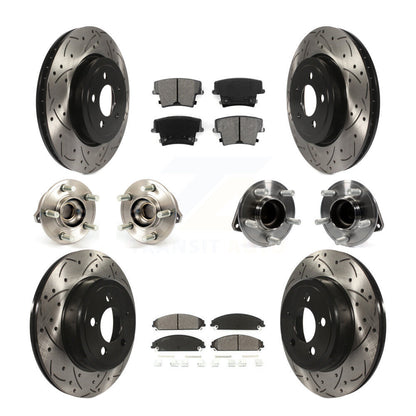 Hub Bearing Coated Brake Rotor Pads Front Rear Kit (10Pc) For Chrysler 300 Dodge
