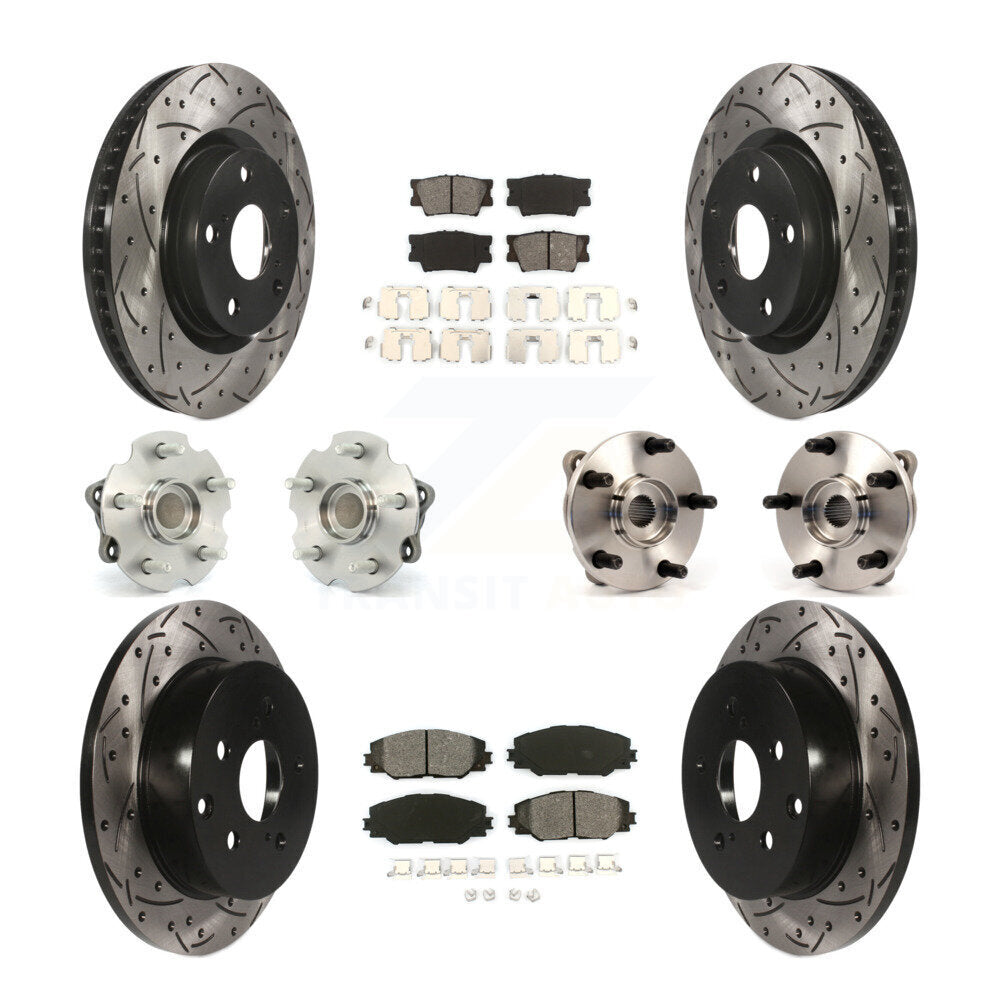 Hub Bearing Coated Disc Brake Rotor & Pads Front Rear Kit (10Pc) For Toyota RAV4