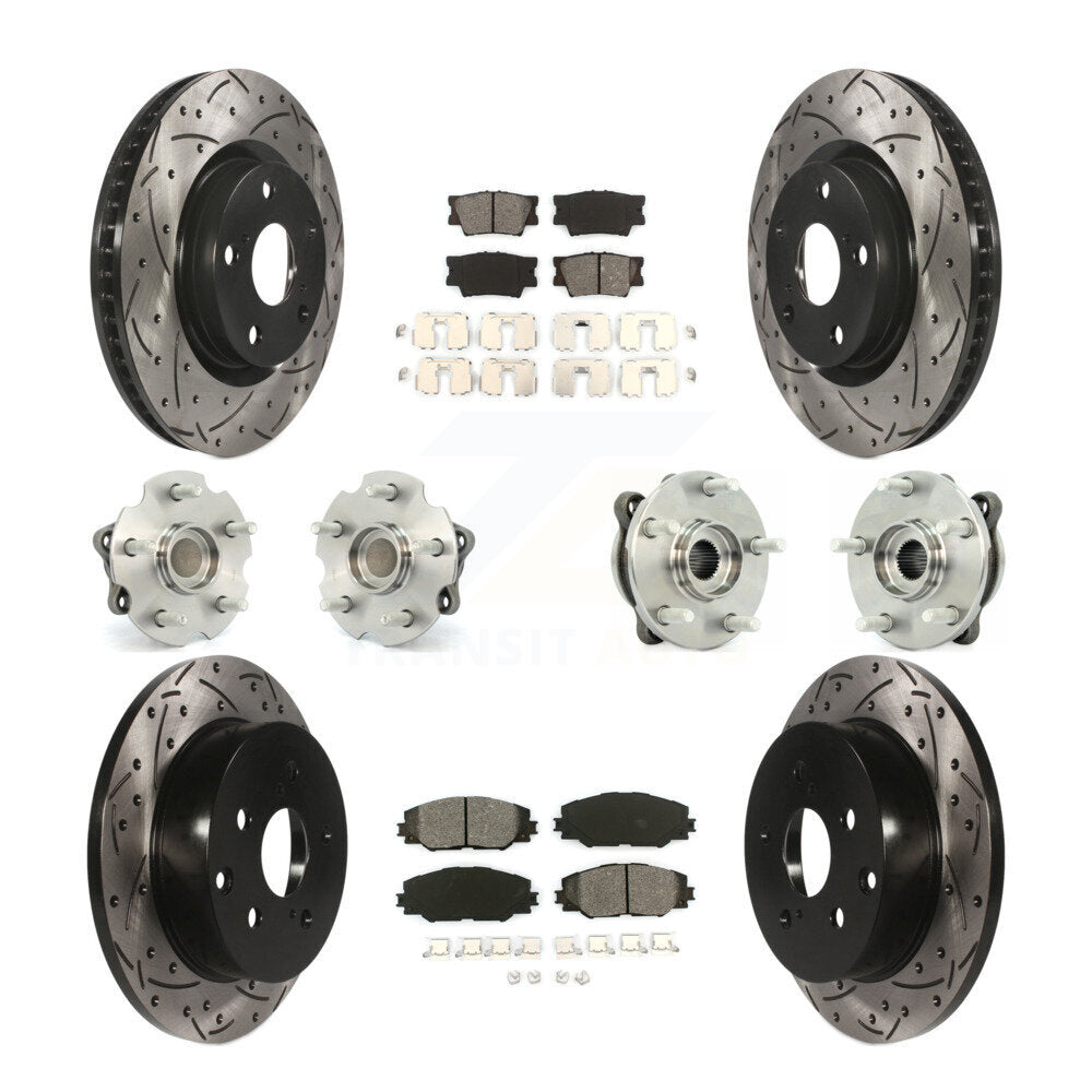 Hub Bearing Coated Disc Brake Rotor & Pads Front Rear Kit (10Pc) For Toyota RAV4