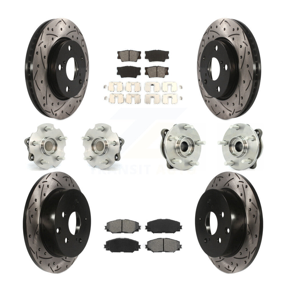Hub Bearing Coated Disc Brake Rotor & Pads Front Rear Kit (10Pc) For Toyota RAV4