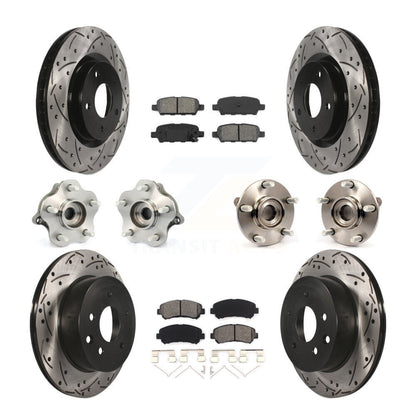 Hub Bearing Coated Brake Rotor & Pads Front Rear Kit (10Pc) For Nissan Rogue AWD