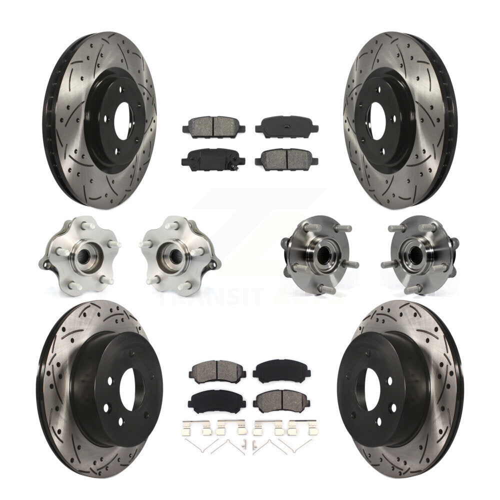 Hub Bearing Coat Brake Rotor Pads Front Rear Kit (10Pc) For Nissan Juke To 04 14