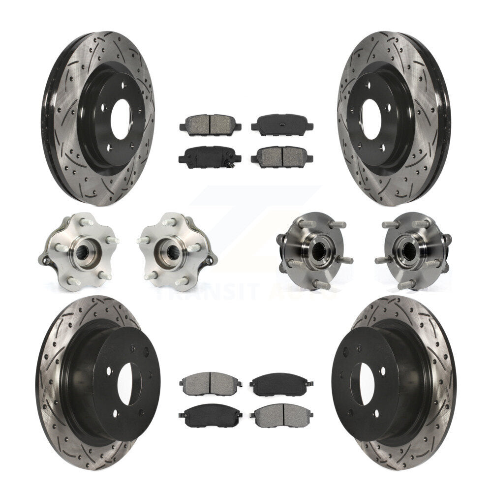 Hub Bearing Coated Disc Brake Rotor & Pads Front Rear Kit (10Pc) For Nissan Juke
