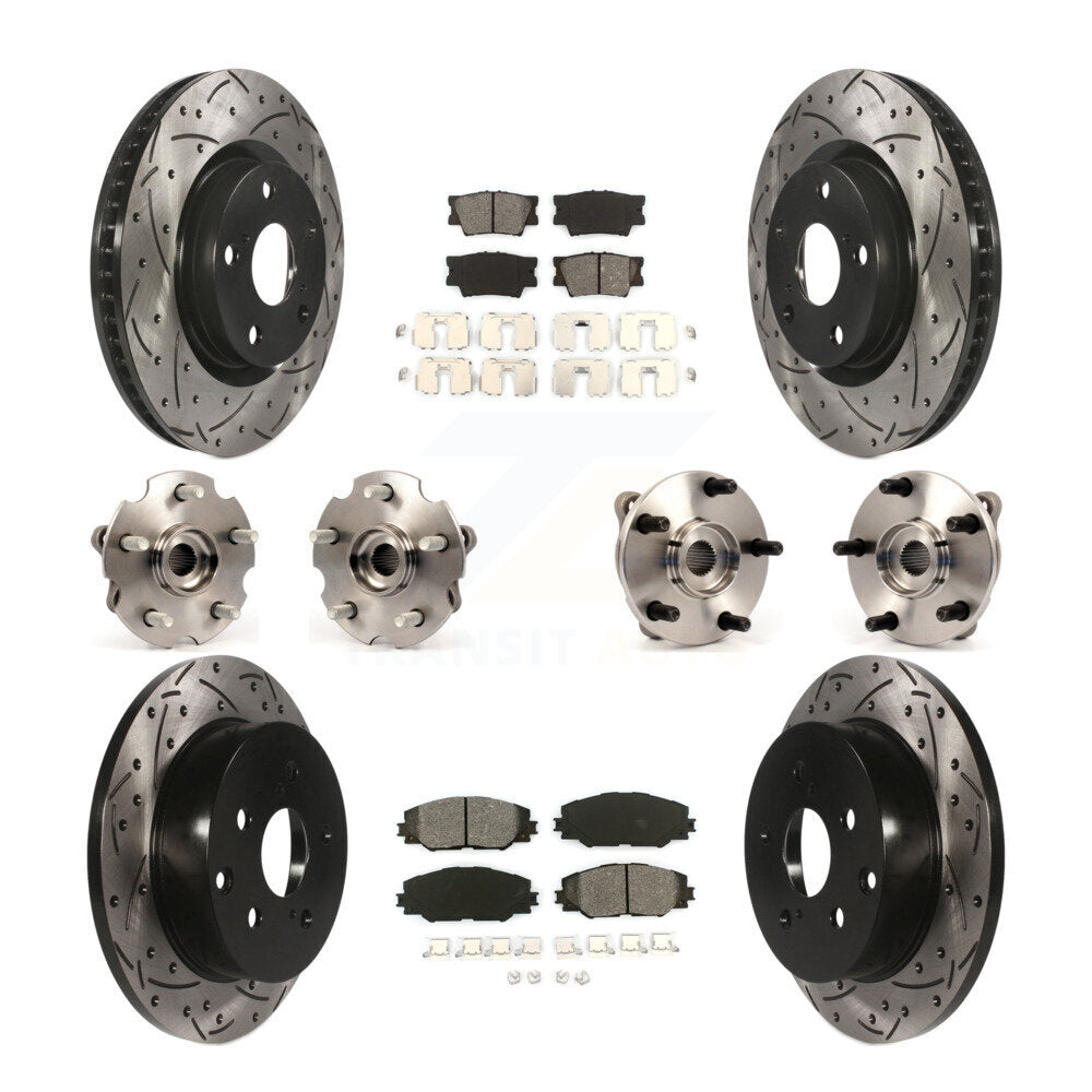 Hub Bearing Coated Disc Brake Rotor & Pads Front Rear Kit (10Pc) For Toyota RAV4
