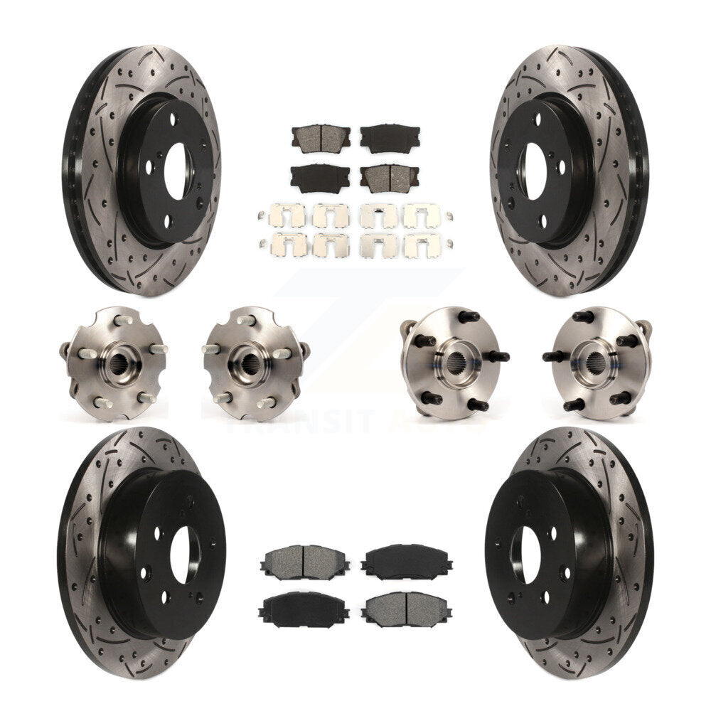 Hub Bearing Coated Disc Brake Rotor & Pads Front Rear Kit (10Pc) For Toyota RAV4