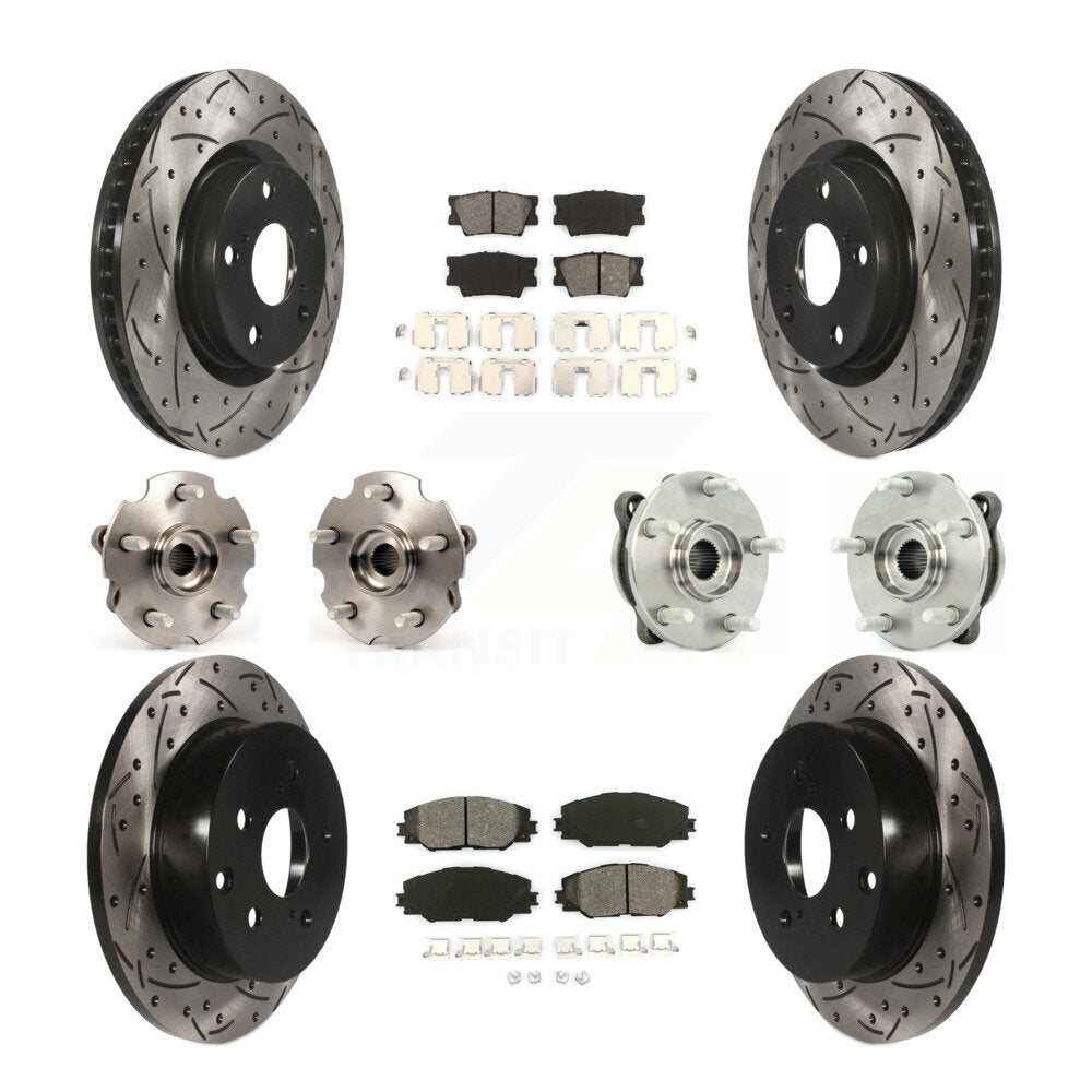 Hub Bearing Coated Disc Brake Rotor & Pads Front Rear Kit (10Pc) For Toyota RAV4