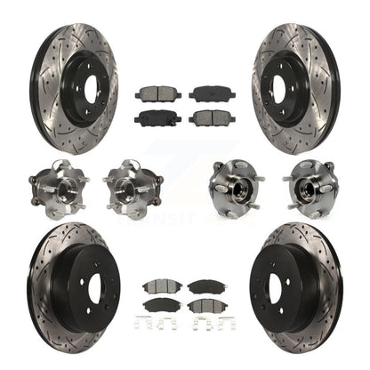 Hub Bearing Coated Brake Rotor & Pad Front Rear Kit (10Pc) For INFINITI QX70 RWD