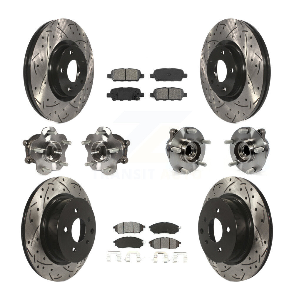 Hub Bearing Coated Brake Rotor Pads Front Rear Kit (10Pc) For INFINITI EX35 QX50