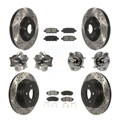 Hub Bearing Coated Brake Rotor Pads Front Rear Kit (10Pc) For INFINITI EX35 QX50