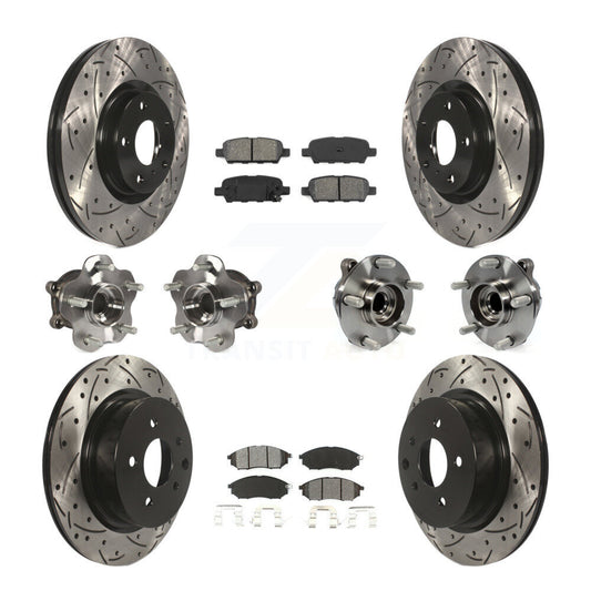 Hub Bearing Coated Brake Rotor Pads Front Rear Kit (10Pc) For INFINITI EX35 QX50