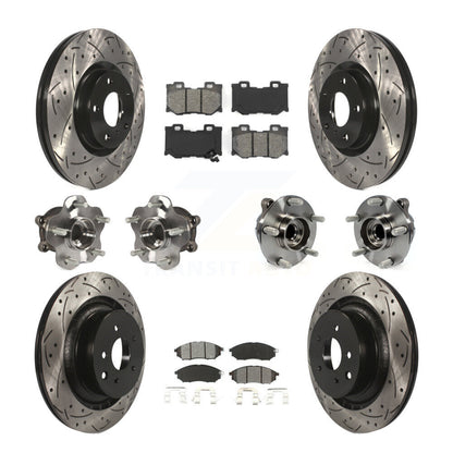 Hub Bearing Coated Disc Brake Rotor & Pads Front Rear Kit (10Pc) For Nissan 370Z