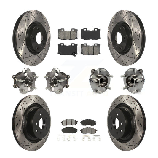 Hub Bearing Coated Disc Brake Rotor & Pads Front Rear Kit (10Pc) For Nissan 370Z