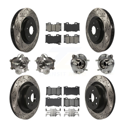 Hub Bearing Coated Brake Rotor & Pads Front Rear Kit (10Pc) For INFINITI G37 RWD