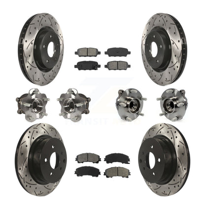 Hub Bearing Coated Brake Rotor & Pad Front Rear Kit (10Pc) For INFINITI QX50 RWD