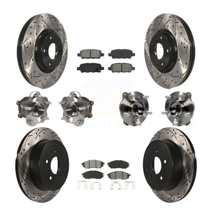 Hub Bearing Coated Brake Rotor & Pad Front Rear Kit (10Pc) For INFINITI QX70 AWD