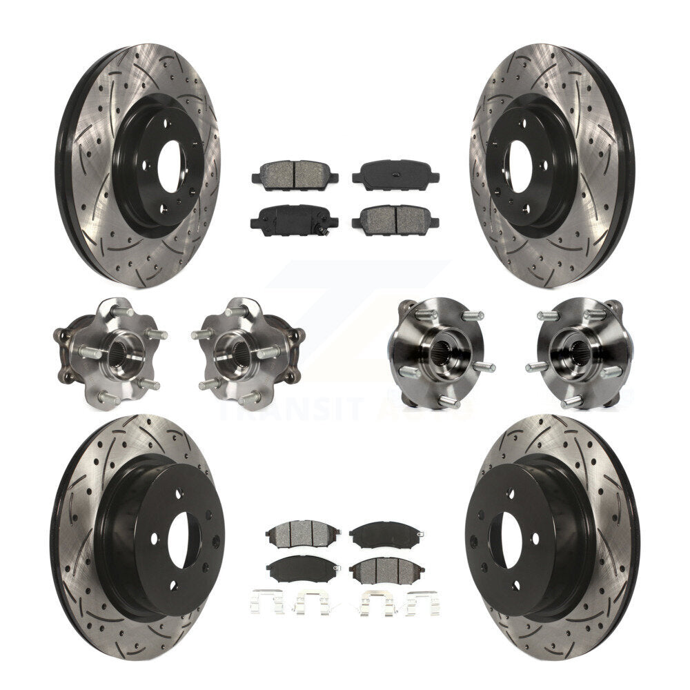 Hub Bearing Coat Brake Rotor Pad Front Rear Kit (10Pc) For INFINITI G37 EX35 G25