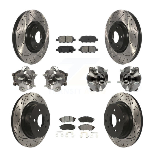 Hub Bearing Coat Brake Rotor Pad Front Rear Kit (10Pc) For INFINITI G37 EX35 G25