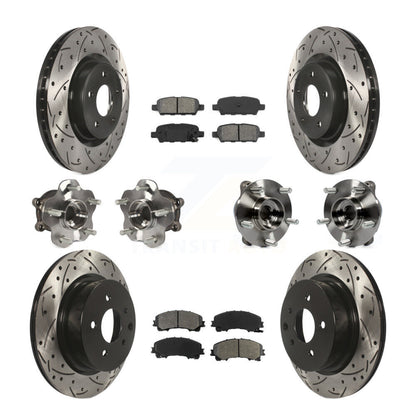Hub Bearing Coated Brake Rotor & Pad Front Rear Kit (10Pc) For INFINITI QX50 AWD