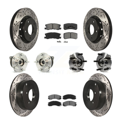 Hub Bearing Coated Brake Rotor & Pad Front Rear Kit (10Pc) For Mitsubishi Lancer
