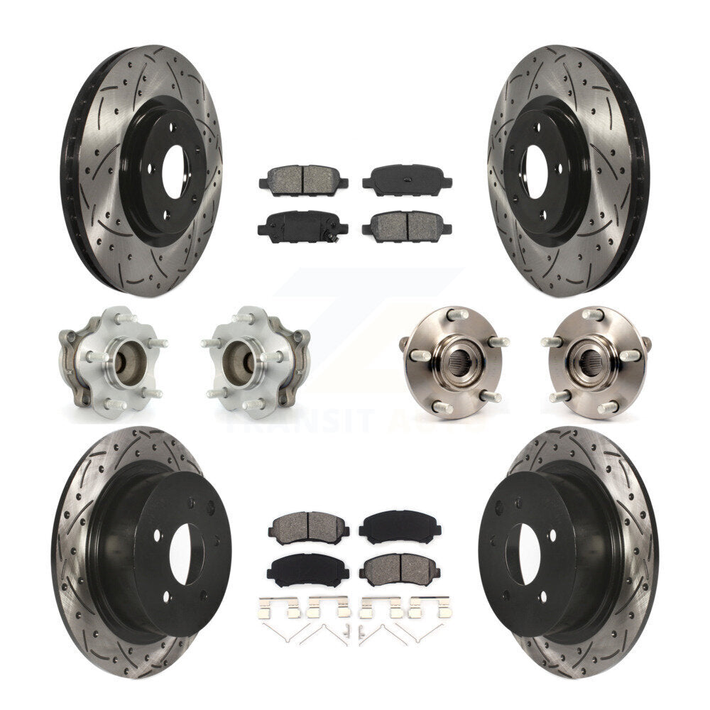 Hub Bearing Coated Disc Brake Rotor Pads Front Rear Kit (10Pc) For Nissan Sentra