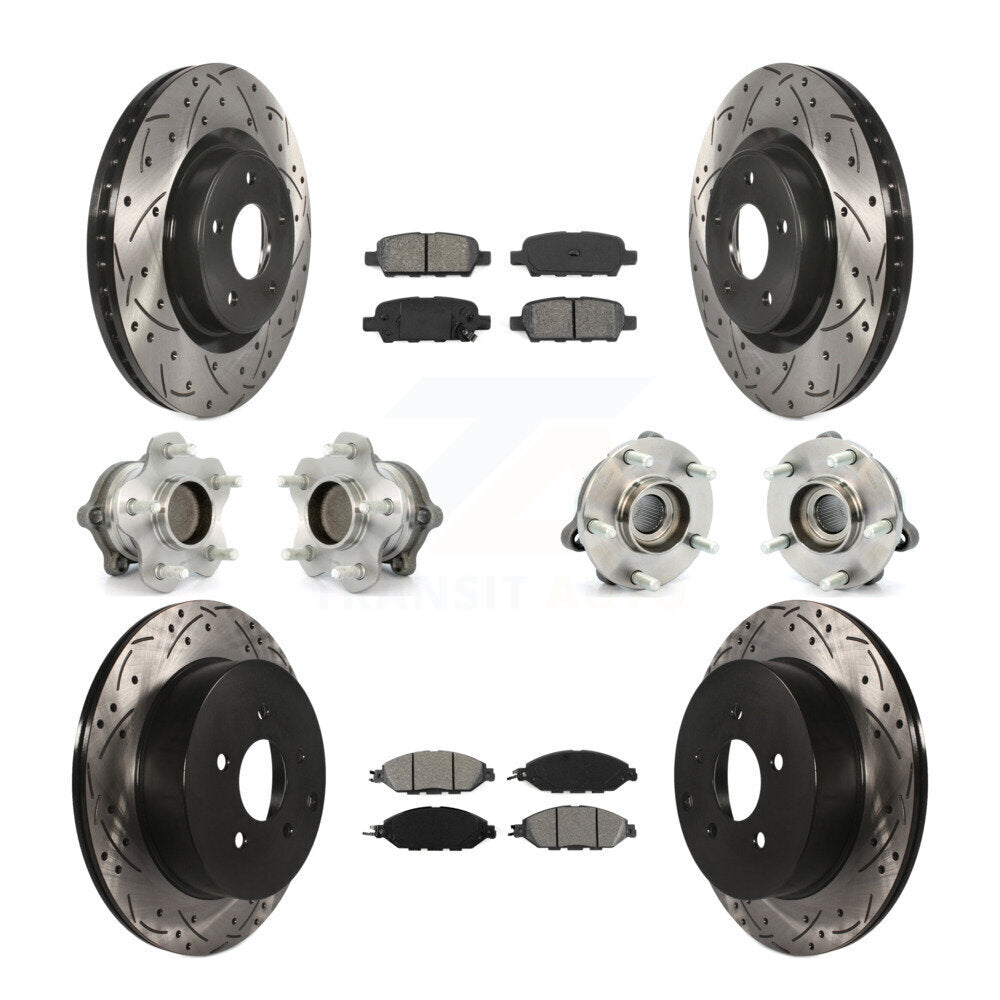 Hub Bearing Coat Brake Rotor Pad Front Rear Kit (10Pc) For Nissan Pathfinder FWD