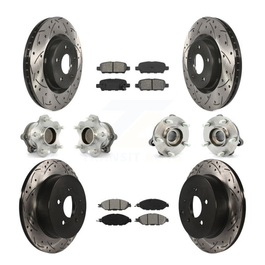 Hub Bearing Coat Brake Rotor Pad Front Rear Kit (10Pc) For Nissan Pathfinder FWD