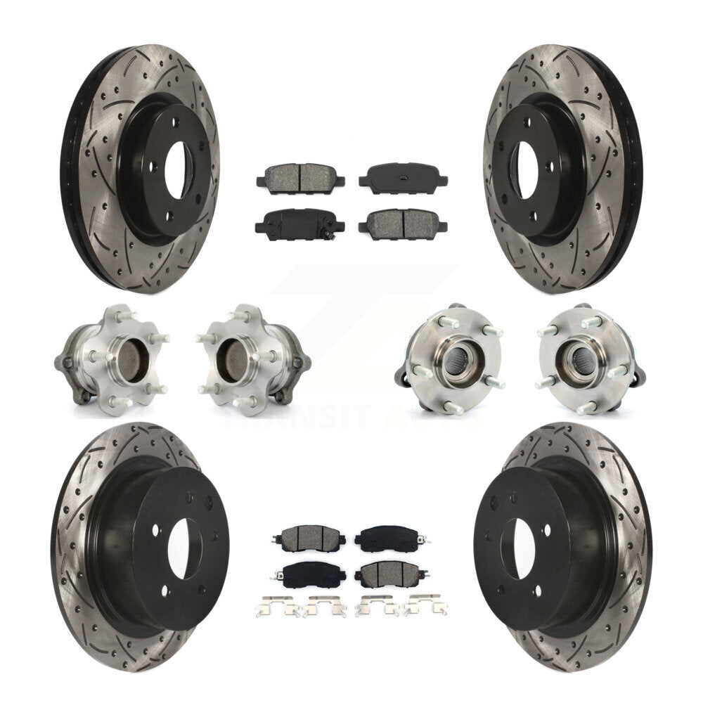 Hub Bearing Coated Disc Brake Rotor Pads Front Rear Kit (10Pc) For Nissan Altima