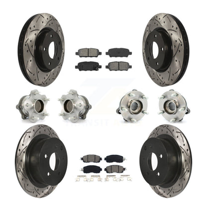 Hub Bearing Coated Disc Brake Rotor Pads Front Rear Kit (10Pc) For Nissan Altima
