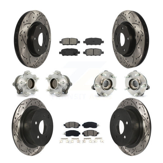Hub Bearing Coated Disc Brake Rotor Pads Front Rear Kit (10Pc) For Nissan Altima