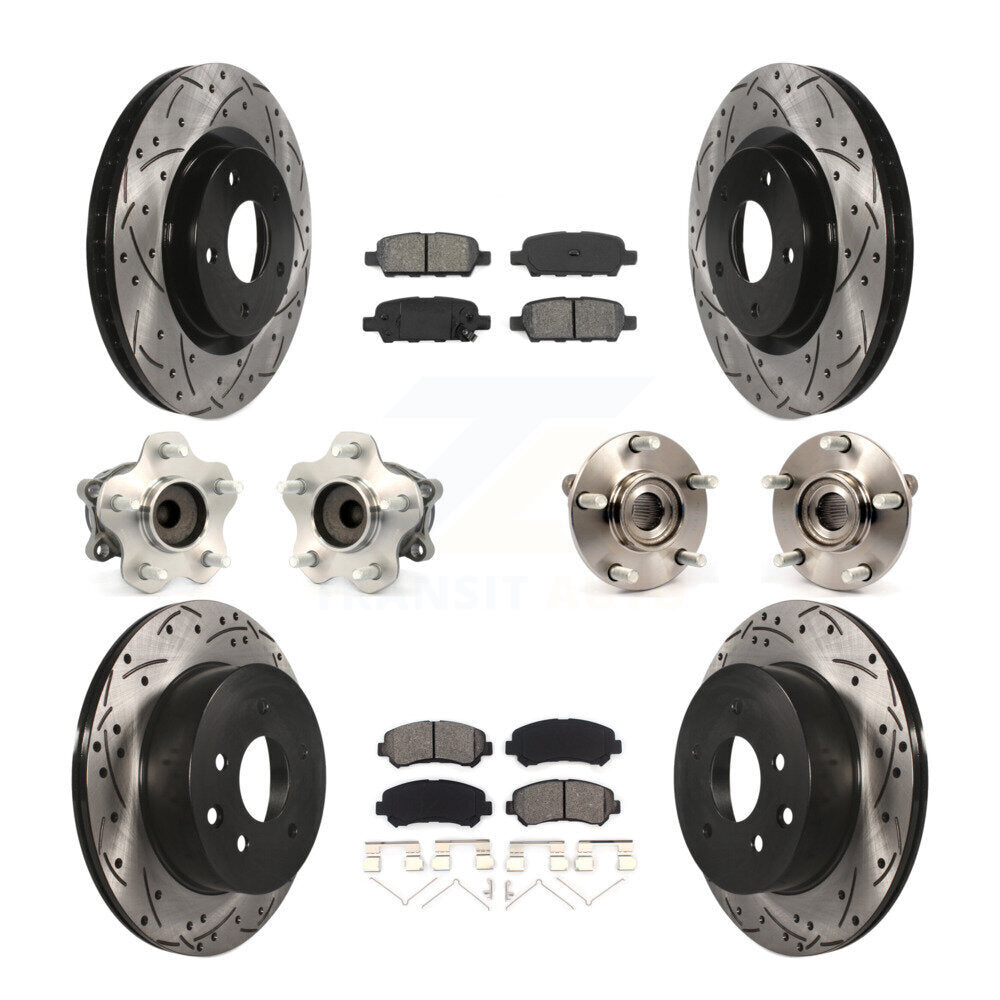 Hub Bearing Coated Brake Rotor Pad Front Rear Kit (10Pc) For Nissan Rogue Select
