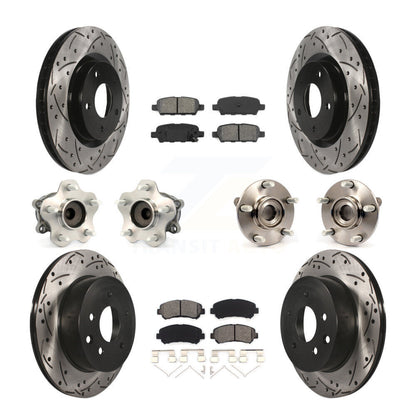 Hub Bearing Coated Brake Rotor Pad Front Rear Kit (10Pc) For Nissan Rogue Select