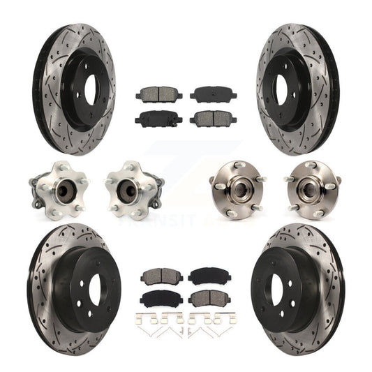 Hub Bearing Coated Brake Rotor Pad Front Rear Kit (10Pc) For Nissan Rogue Select